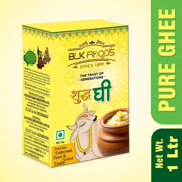 BLK FOODS Pure Ghee 1 L | Rich in Texture (Danedar) | N...