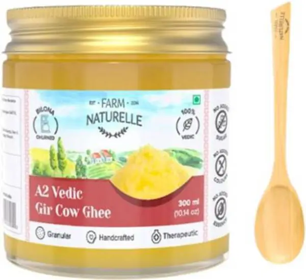 Farm Naturelle 100% Pure A2 Gir Cow Desi Ghee (300 ml) ...