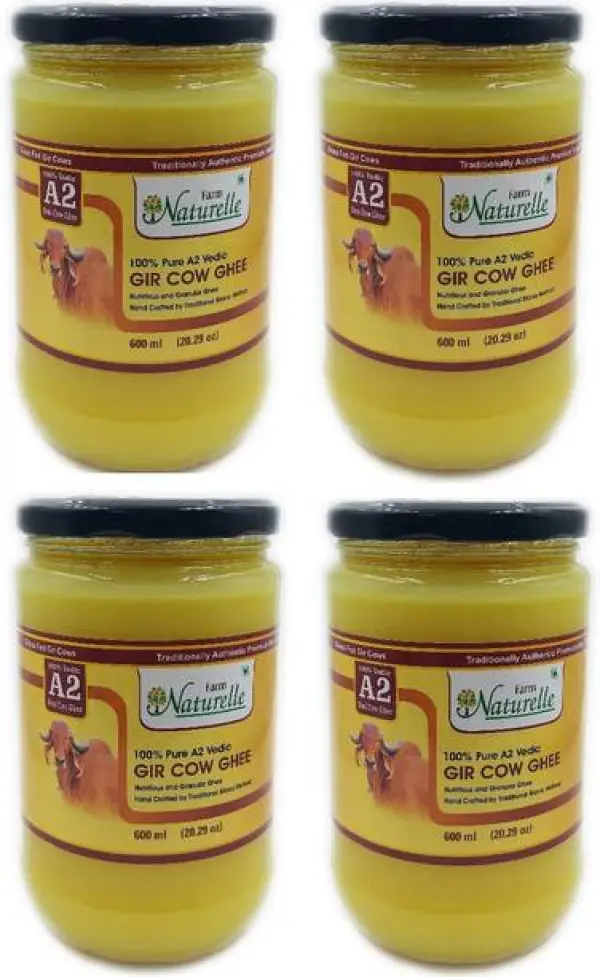 Farm Naturelle 100% Pure A2 Gir Cow Desi Ghee (4 x 600m...