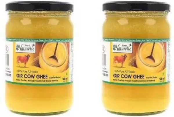 Farm Naturelle 100% Pure A2 Gir Cow Desi Ghee (Glass Bo...