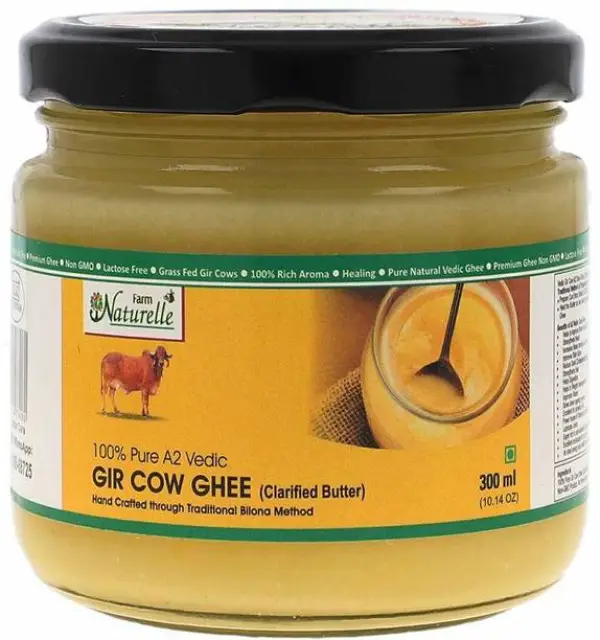 Farm Naturelle 100% Pure A2 Gir Cow Desi Ghee (Glass Bo...