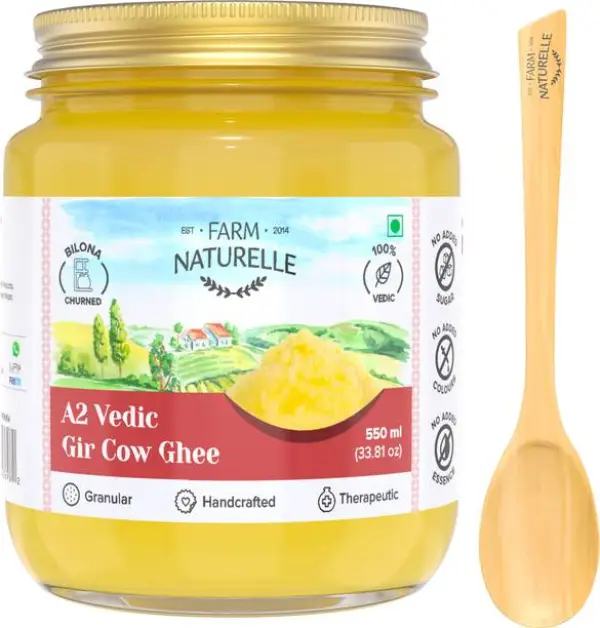 Farm Naturelle 100% Pure A2 Gir Cow Desi Ghee (Glass Bo...