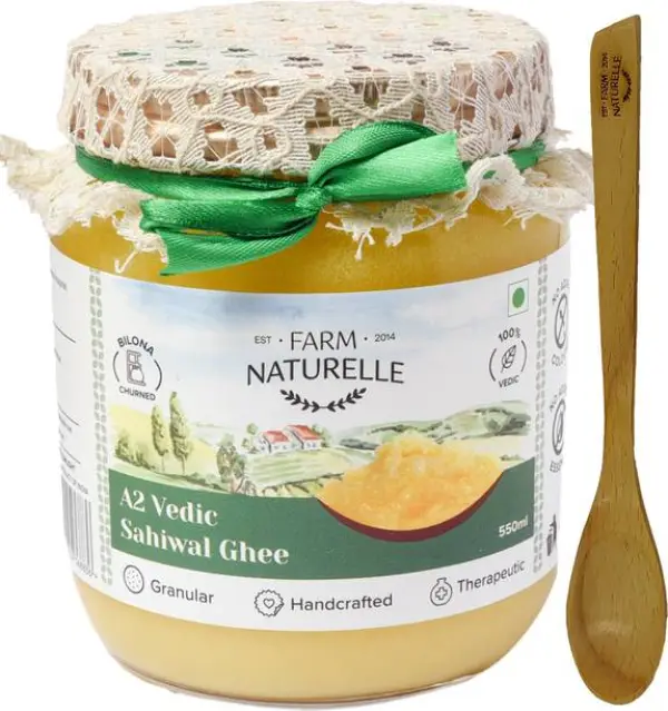 Farm Naturelle Pure Desi Cow Ghee from A2 Milk 500Ml Gl...