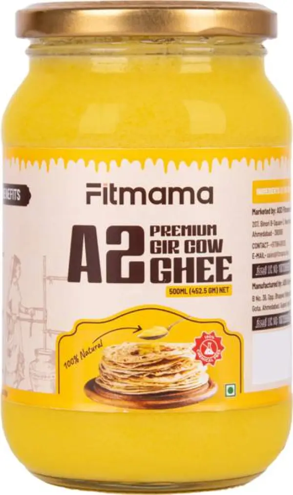 Fitmama Premium A2 Gir Cow Ghee 500 ML | Rich in Nutrie...