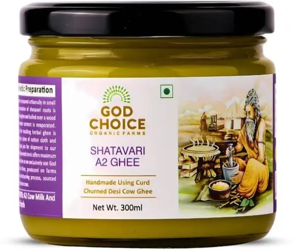 God Choice Organic Farms Shatavari A2 Ghee Glass Bottle