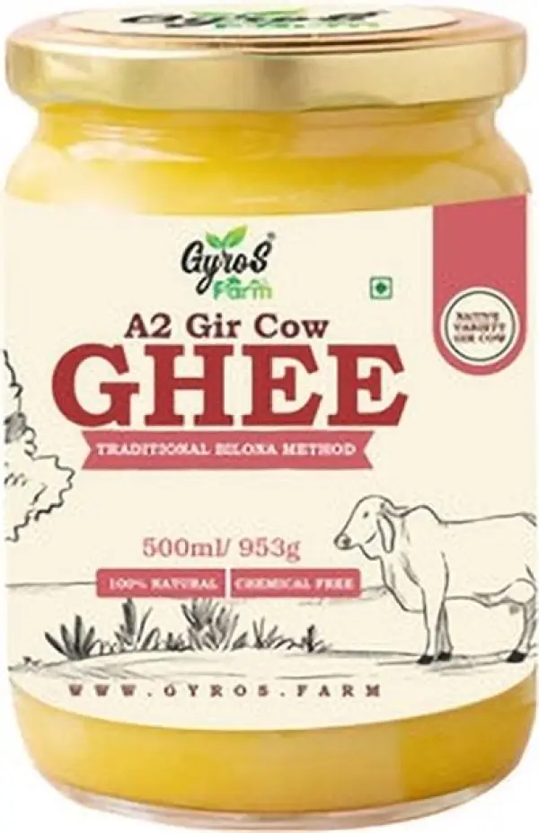 Gyros A2 GIR Cow Bilona Ghee Home Made Ghee Glass Bottl...