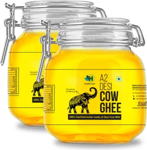 Healthy Roots 100% Pure A2 Pure Desi Ghee 1L Traditiona...