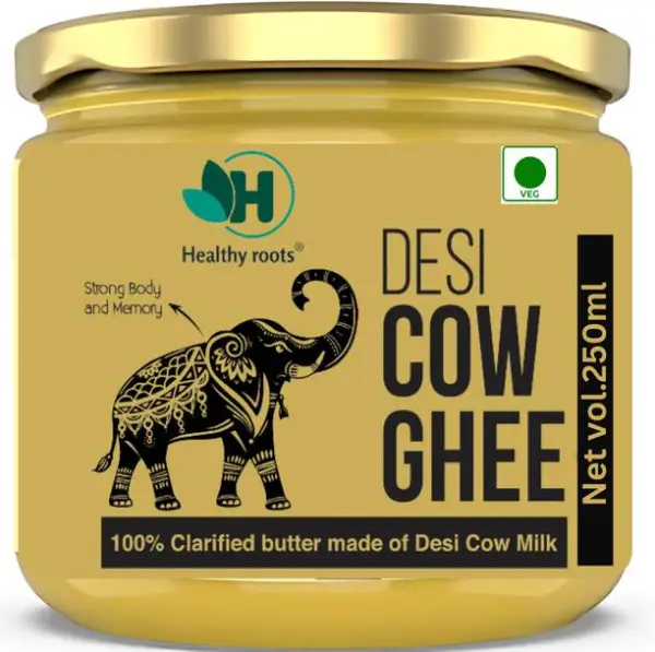 Healthy Roots 100% Pure A2 Pure Desi Ghee 250ml Traditi...