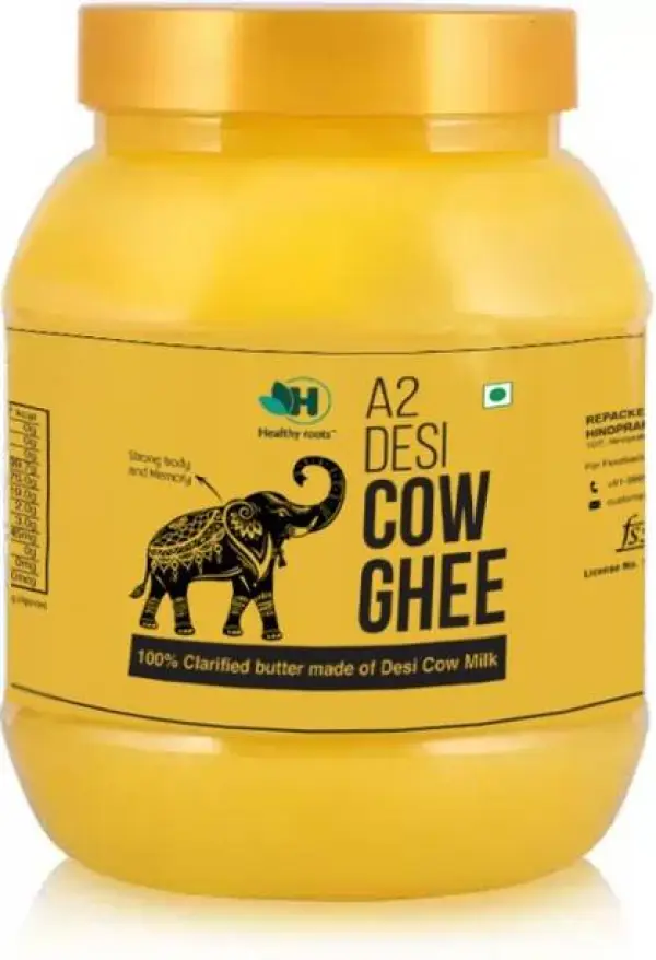 Healthy Roots 100% Pure A2 Pure Desi Ghee 500ml Plastic...