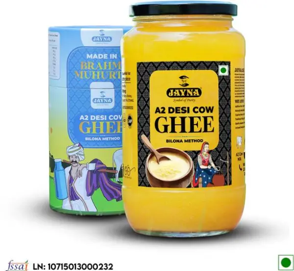 JAYNA Organic Desi A2 Cow Ghee Ghee Glass Bottle