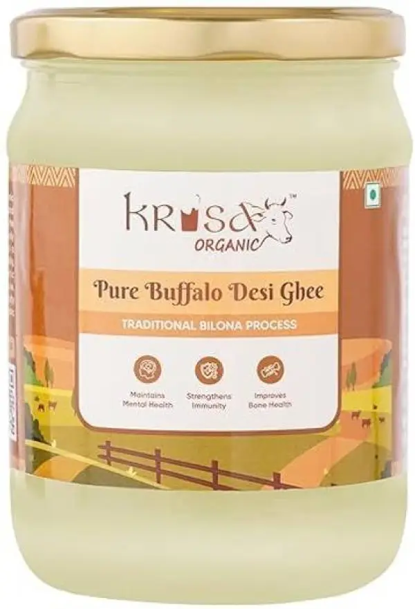 Krisa Organic Buffalo Ghee - (500 ml) Pure Buffalo Ghee...
