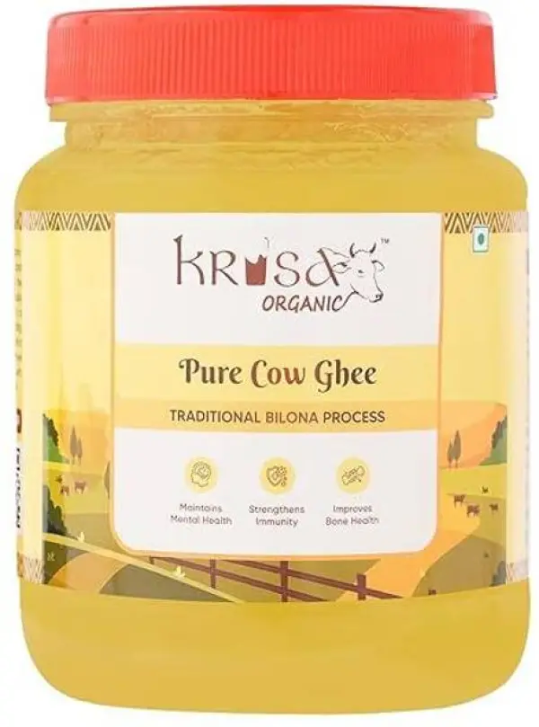 Krisa Organic Cow Ghee - (1 litre) Pure Cow Ghee for Be...