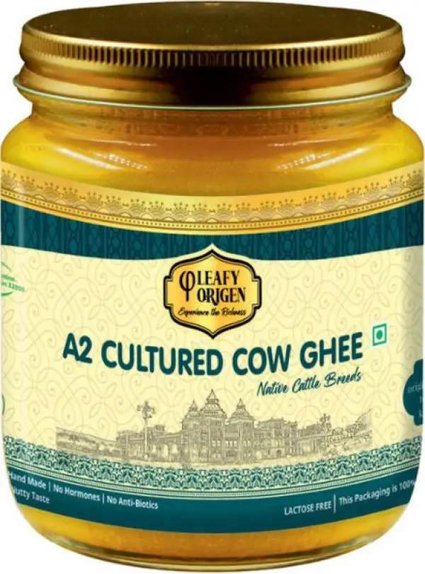 Leafy Origen A2 Premium Cultured Cow Ghee 500ML Ghee Gl...