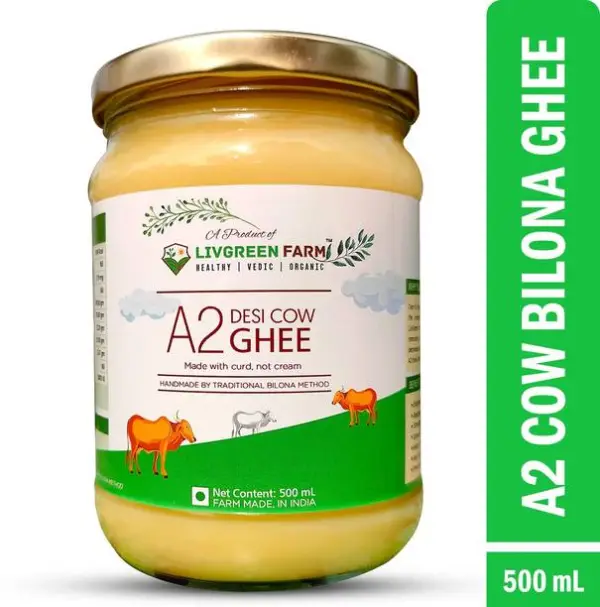 LivGreen Farm A2 Cow Desi Ghee, Made Traditionally from...