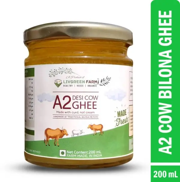 LivGreen Farm A2 Cow Desi Ghee - Pure & Natural - Glute...