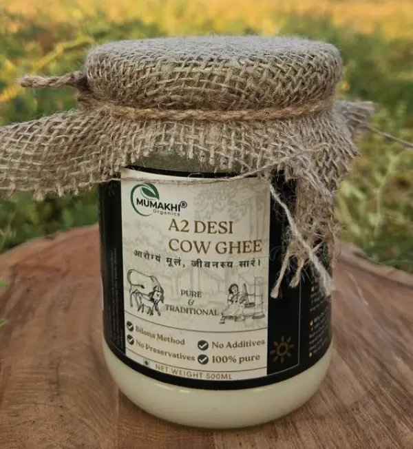 Mumakhi Organics Desi Cow A2 Bilona Ghee Glass Bottle