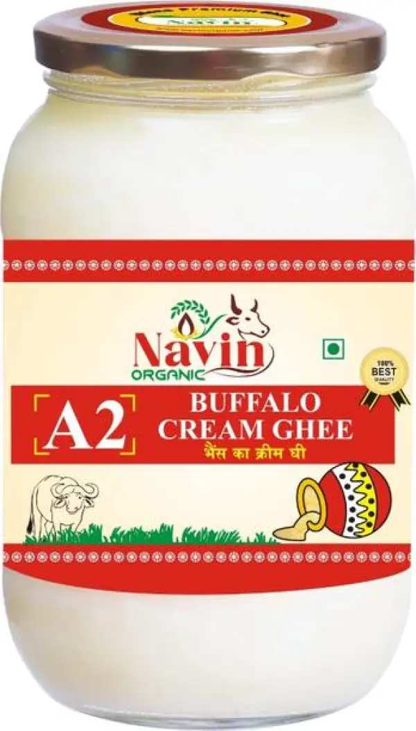 Navin Organic Buffalo Creem Ghee 500 Gm Glass Bottle