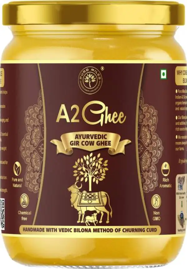 Puro Miles A2 Desi Gir Cow Ghee Bilona Method Ghee Glas...