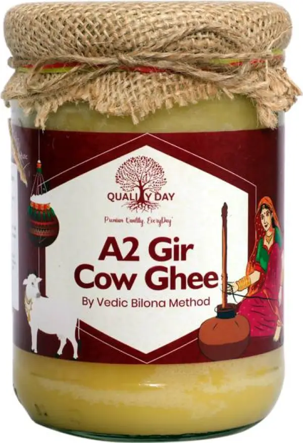 QUALITY DAY A2 Gir Cow Bilona Ghee Ghee Glass Bottle