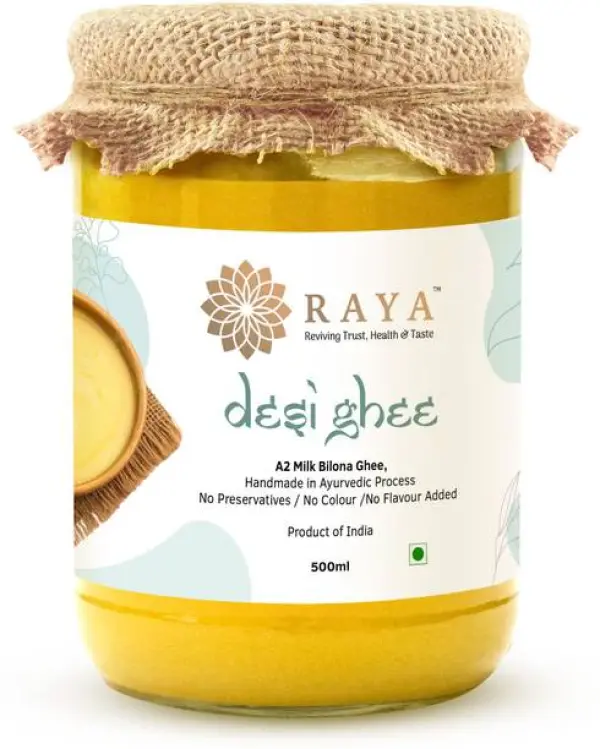RAYA Home Made Desi A2 Cow Ghee (500 ml) Glass Bottle