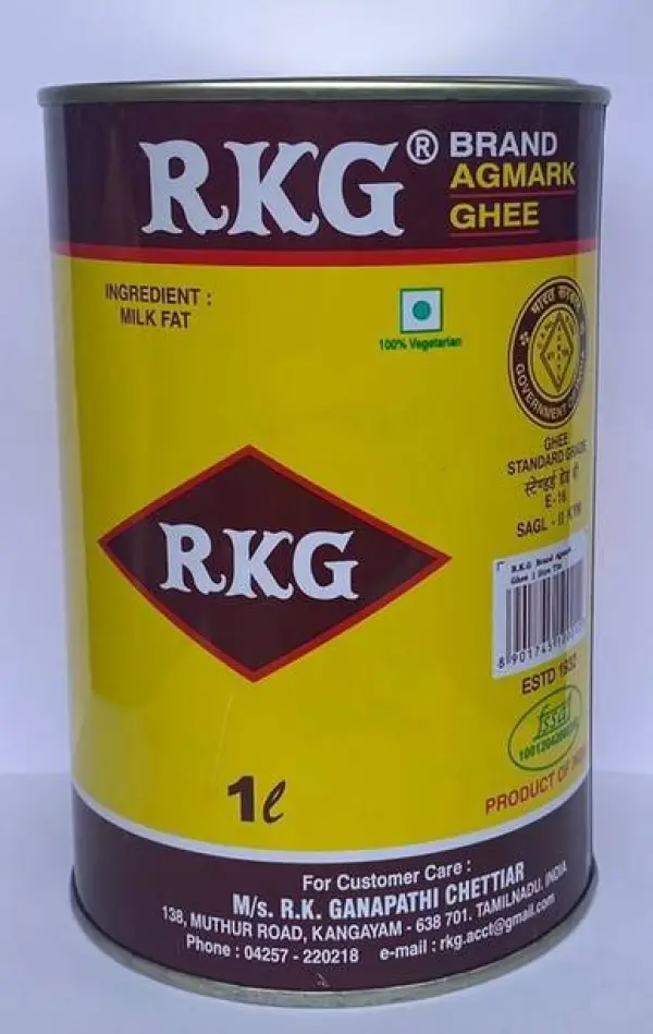 rkg AGMARK COW GHEE 1LTS TIN Tin