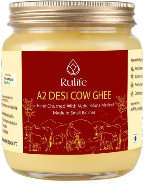 Rulife A2 Desi Cow Ghee | Glass Jar | Bilona Method | P...