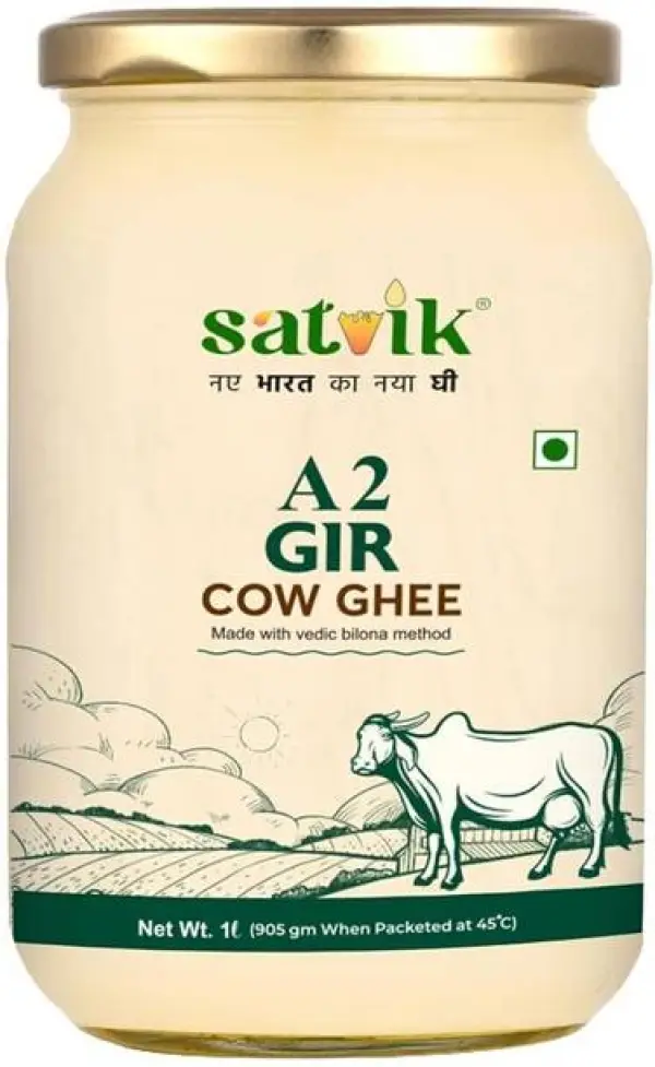 Satvik Gir A2 Cow Ghee 1 Litre Churned From Vedic Bilon...