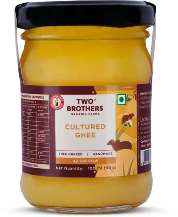 Two Brothers Organic Farms A2 Cultured Ghee, Desi Gir C...
