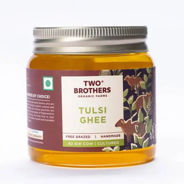 Two Brothers Organic Farms Tulsi Ghee Glass Bottle