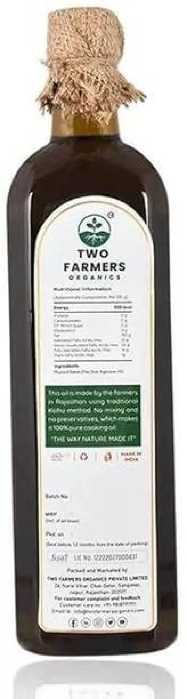 TWO FARMERS ORGANICS Natural Kacchi Ghani Wood Pressed ...