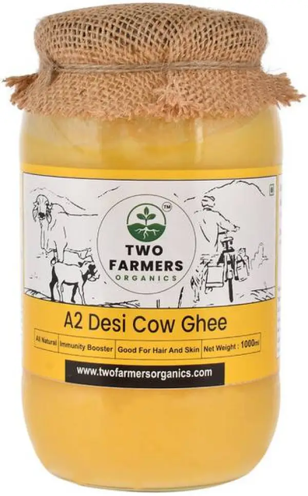 TWO FARMERS ORGANICS Pure & Fresh COW Ghee Ghee Mason J...