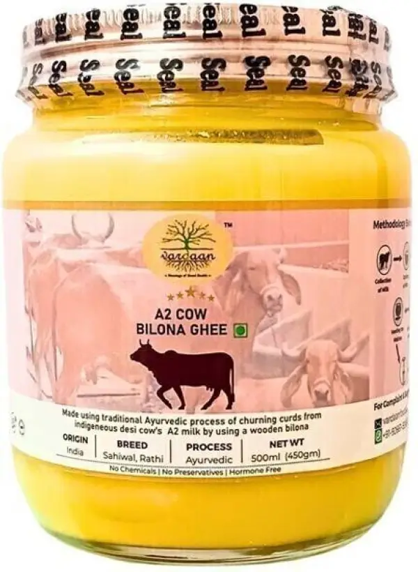 Vardaan Cow Ghee (A2) Bilona Processed 500 ml Ghee Glas...