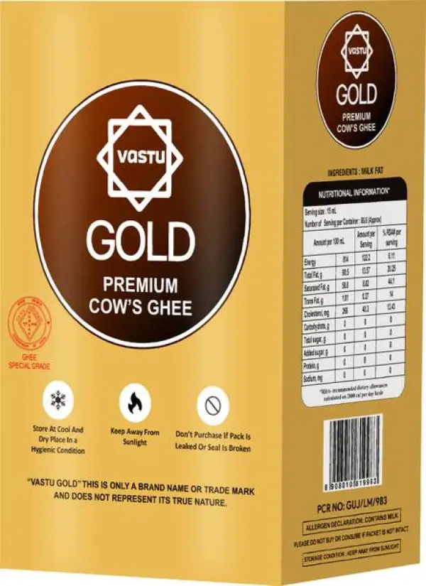 vastu Gold Cow 1 LTR TetraPack Ghee Tetrapack