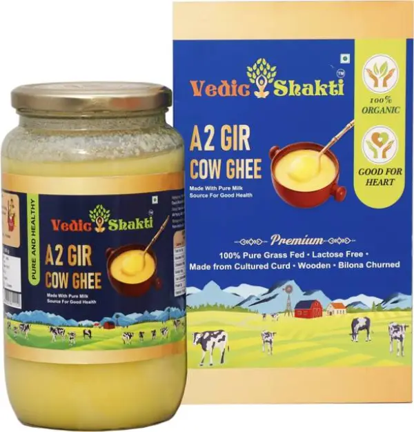 Vedic Shakti Farm Gir Cow's Pure A2 Ghee Ghee Glass Bot...