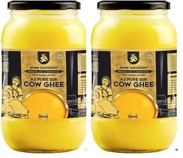 SHREE AANANTAM A2 Gir Cow Ghee - 1L x 2|100% Pure Gir C... - 1 L, Pack of 2