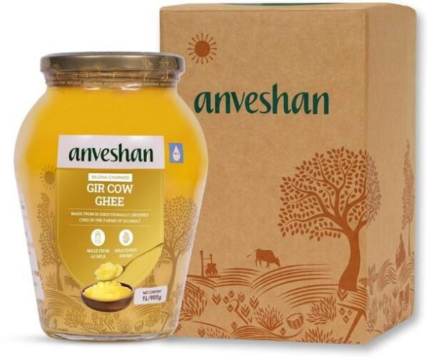 Anveshan A2 Gir Cow Ghee Bilona Method - 1L Ghee Glass ... - 1 L
