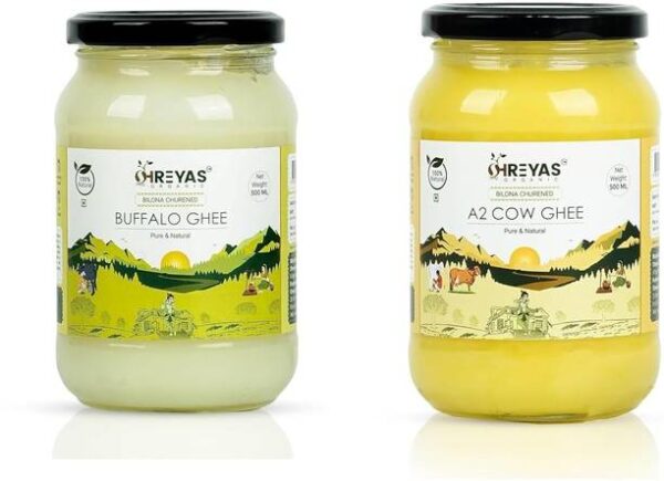 Shreyas Organic A2 Gir Desi Cow Ghee and Ghee Natural a... - 1 L, Pack of 2