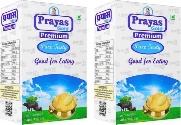 PRAYAS GOLD Premium Vegetable Vegan Ghee,100% Natural &... - 1 L, Pack of 2