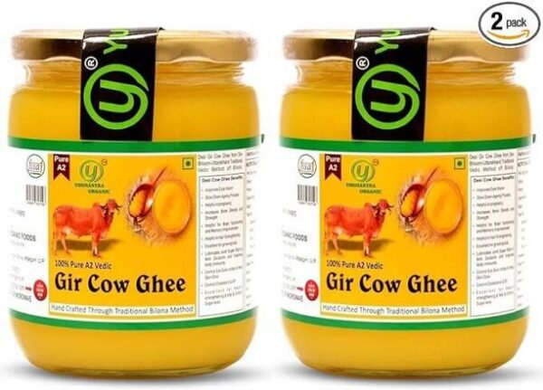 YUGMANTRA ORGANIC Pure Natural Desi Gir Cow ghee 500 ml... - 1000 ml, Pack of 2