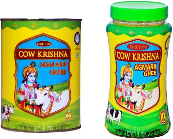 Cow Krishna Agmark Ghee-Pure and Natural Cow Ghee (1 LT... - 2 L, Pack of 2