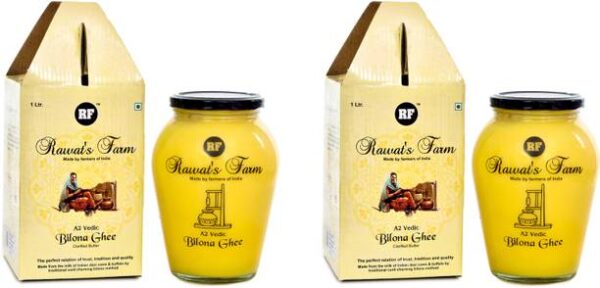 Rawat's Farm A2 Vedic Bilona Cow Ghee Made by Curd Chur... - 2000 ml, Pack of 2
