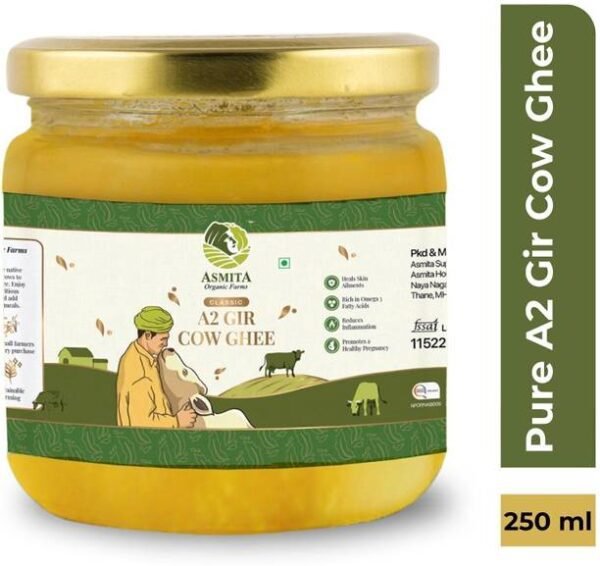 ASMITA ORGANIC FARMS A2 Gir Cow Ghee | Desi Ghee | Natu... - 250 ml
