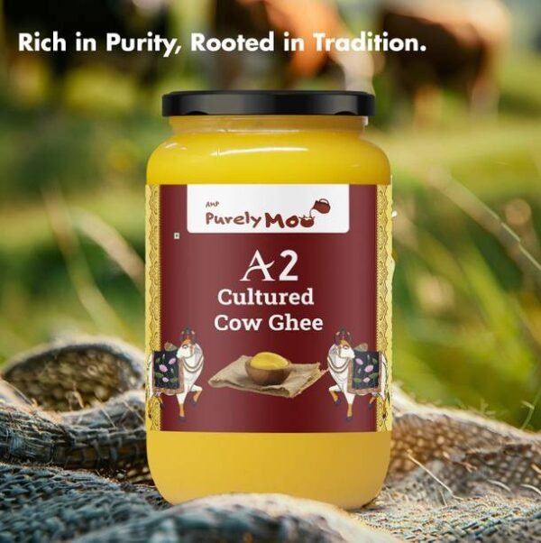 AMP Purely Cultured Cow Desi A2 Organic Ghee Churned Wi... - 500 ml