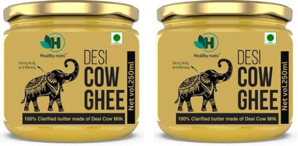 Healthy Roots 100% Pure A2 Pure Desi Ghee 250ml (Pack o... - 500 ml, Pack of 2