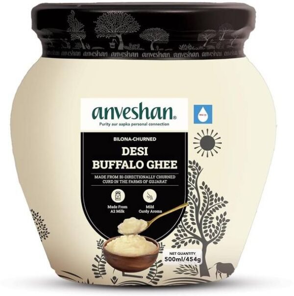 Anveshan A2 Desi Buffalo Ghee- Mason Jar - 500 ml