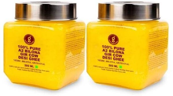 GIR AMRITPHAL A2 Desi Ghee 100% Pure Organic Ghee Glass... - 500 ml, Pack of 2