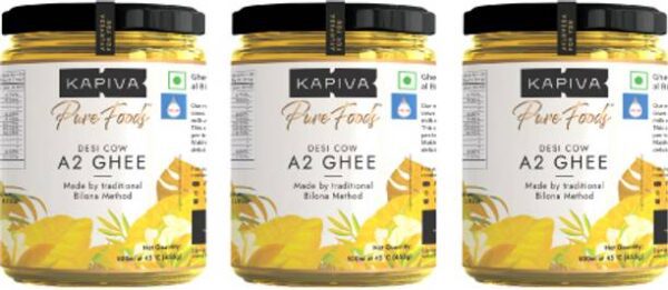 Kapiva A2 Desi Ghee (Helps Reduces Joint Pain and Impro... - 500 ml, Pack of 3