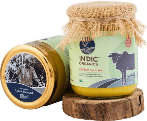 Indic Organics i Cow's A2 Ghee | Ghee Glass Bottle - 500 ml