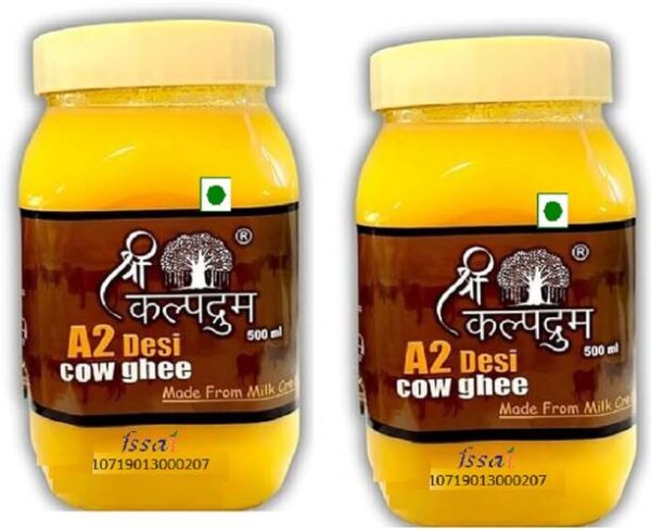 Shree Kalpadruma Natural A2 Desi Cow Ghee Immunity Boos... - 500 ml, Pack of 2