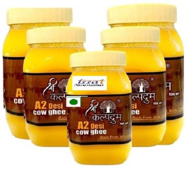 Shree Kalpadruma Natural A2 Desi Pure Cow Ghee For Bett... - 500 ml, Pack of 5